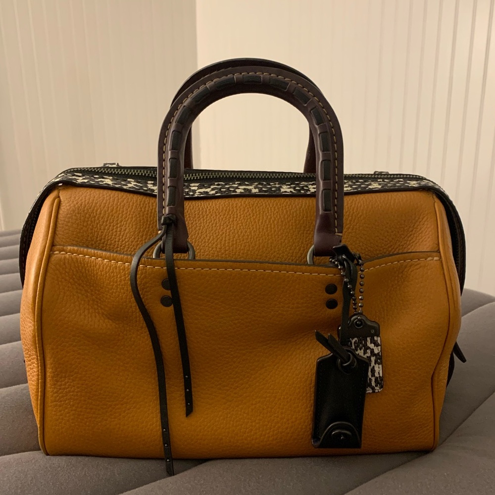 RARE COACH Rogue Satchel Bag with Snakeskin Detail